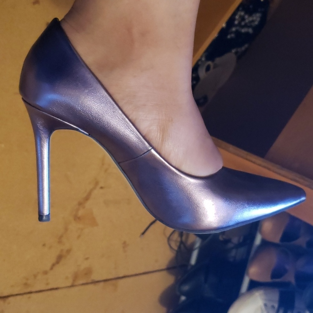Zara Metallic Purple Heels